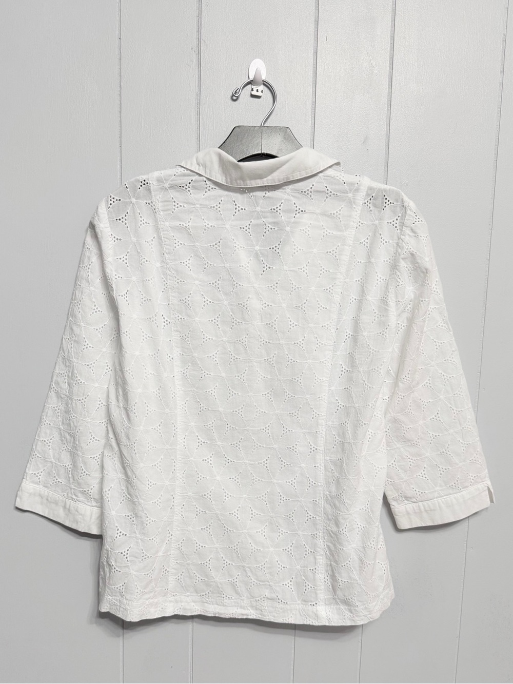 #8)  JM Collection 100% Cotton White Eyelet Button-Front Shirt - Picture 3 of 7